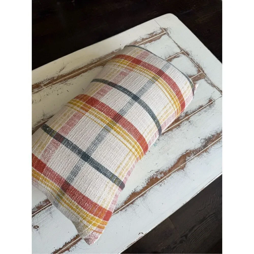 Devi Designs Blessed Plaid Pillow 24x14”